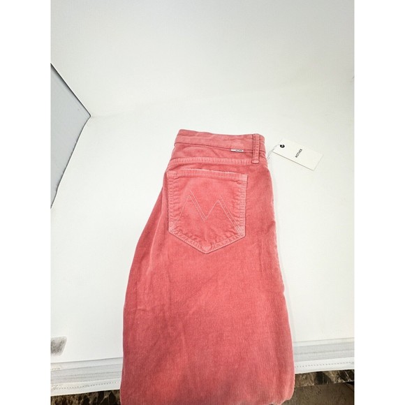 NWT MOTHER Looker Ankle Cropped Chew Corduroy Jeans Pant Pink Size 24 Rise 8-5 - Picture 12 of 16